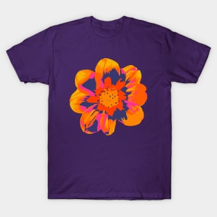 COSMIC COSMOS Big Abstract Floral Summer Bright Flower - Fuchsia Pink Orange Yellow Purple - UnBlink Studio by Jackie Tahara T-Shirt